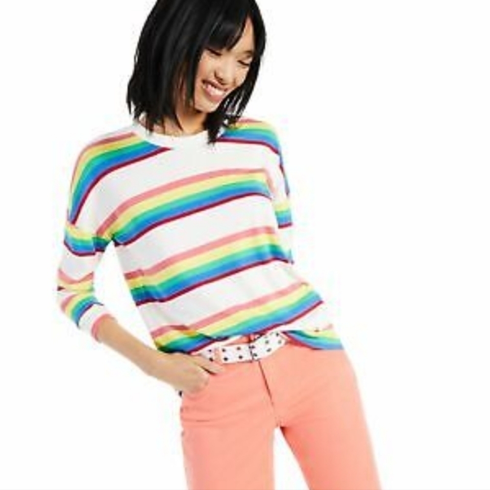 CORE KNITS COCONUT RAINBOW STRIPED LIGHTWEIGHT SWEATER•2X NWT